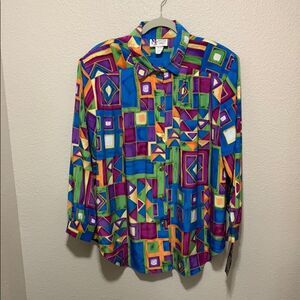 NWT Maggie Sweet Colorful Geometric Button-Up Shirt